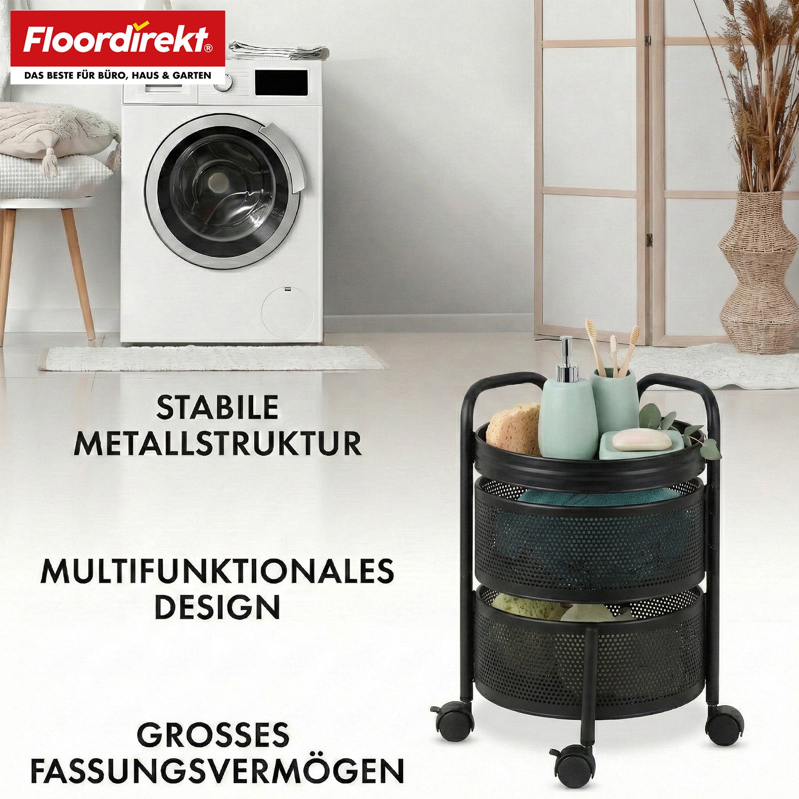 T5_Schwarz - 28 x 28 x 43 cm (3 Etagen)