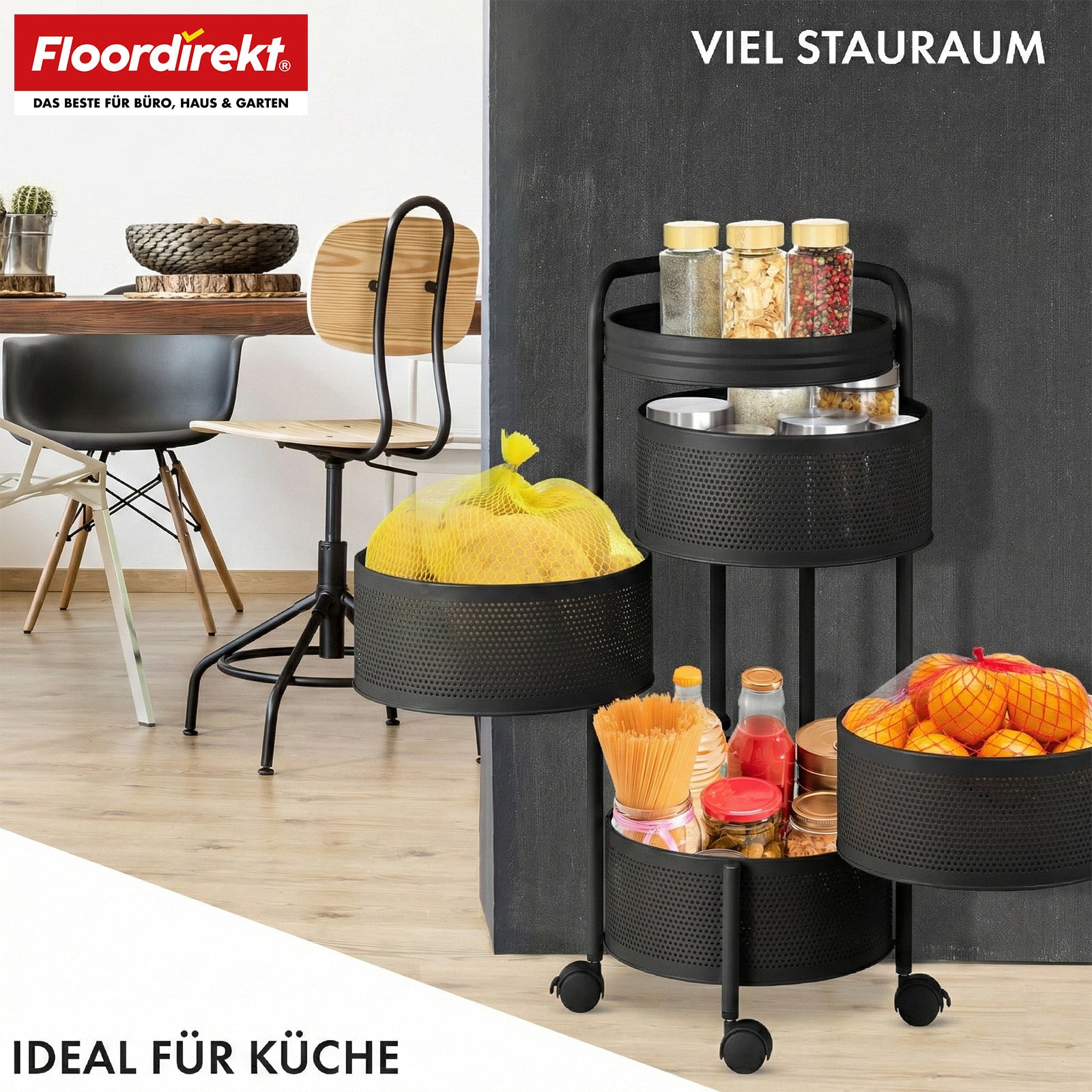 T6_Schwarz - 28 x 28 x 72 cm (5 Etagen)