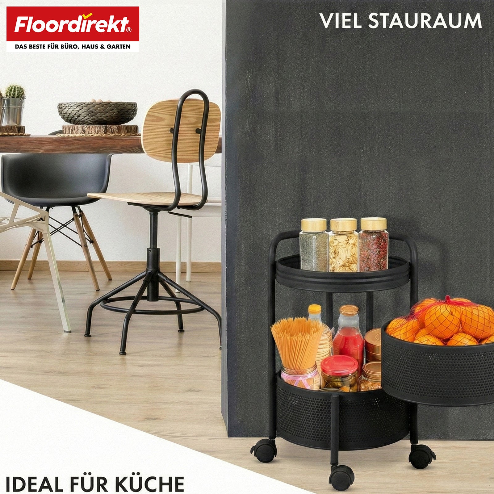 T6_Schwarz - 28 x 28 x 43 cm (3 Etagen)