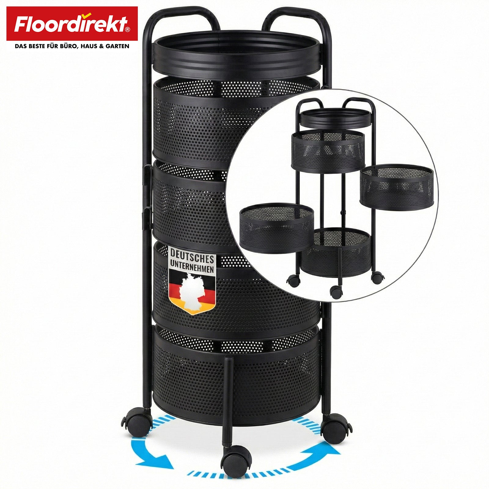 F1_Schwarz - 28 x 28 x 72 cm (5 Etagen)