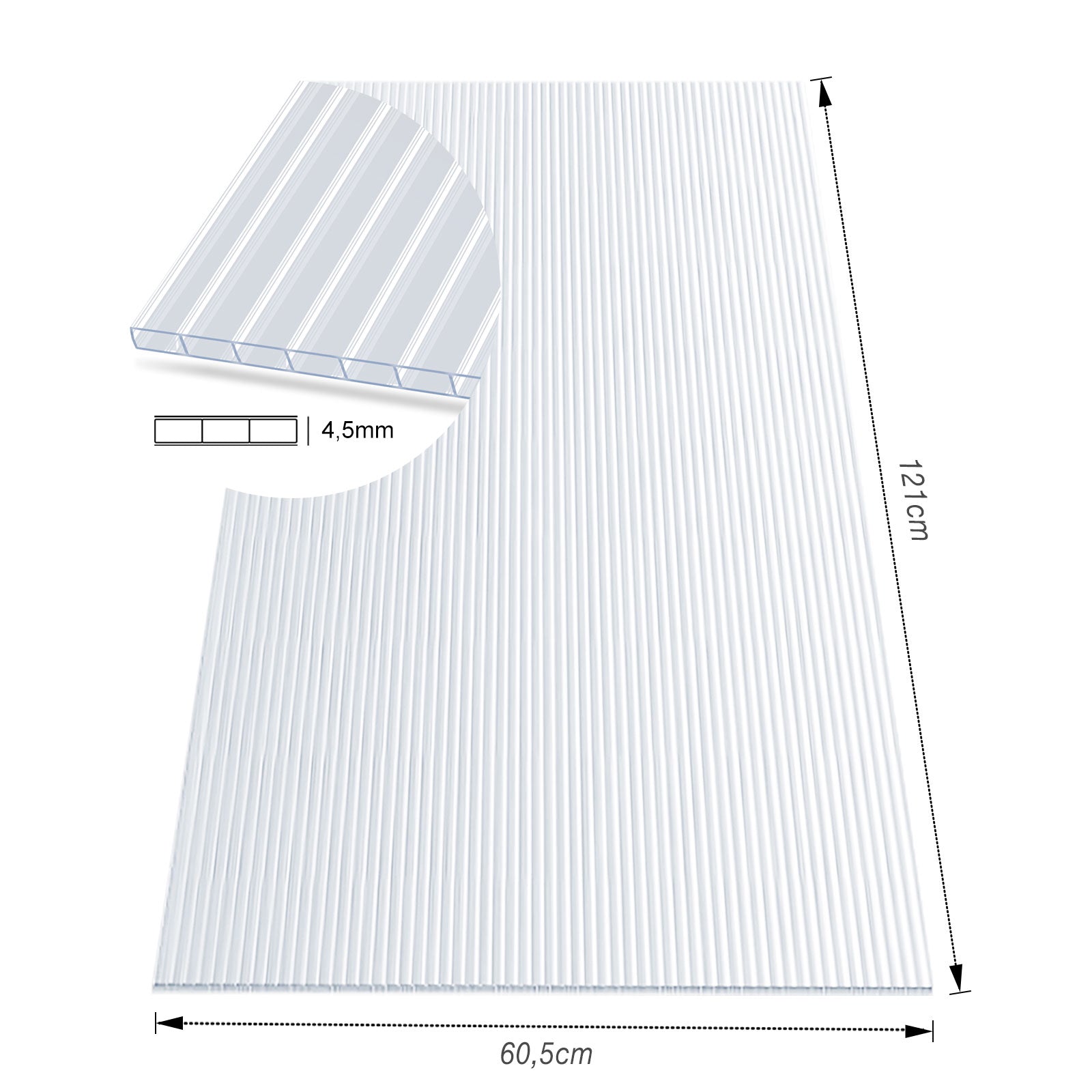 Doppelstegplatte | 60,5 x 121 cm | Polycarbonat | Für Heimwerken & Konstruktion