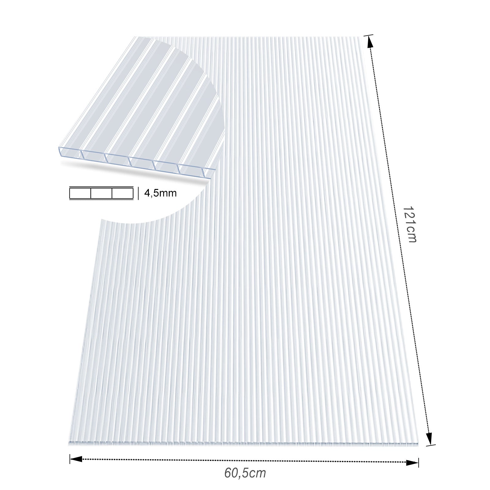 Doppelstegplatte | 60,5 x 121 cm | Polycarbonat | Für Heimwerken & Konstruktion