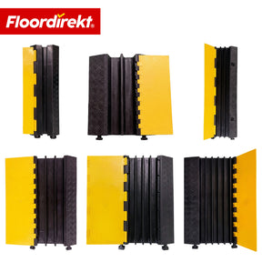 Kabelbrücke aus Gummi mit PVC-Klappe | Kabelschutzbrücke 1–5 Kanäle bis 20 t belastbar