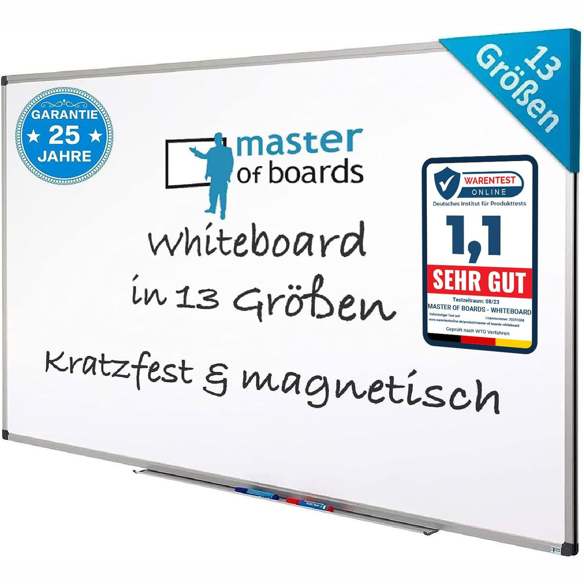 Whiteboard Master of Boards - Lackiert, Kratzfest & Magnethaftend | Profi-Qualität