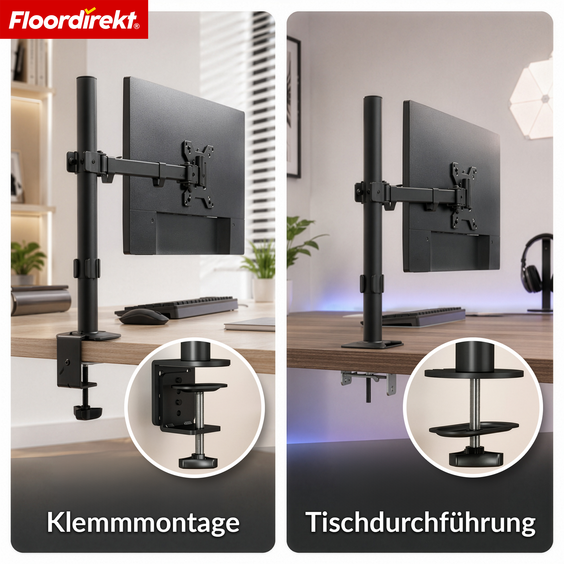 T6_Schwarz - Einarm für 1 Monitor