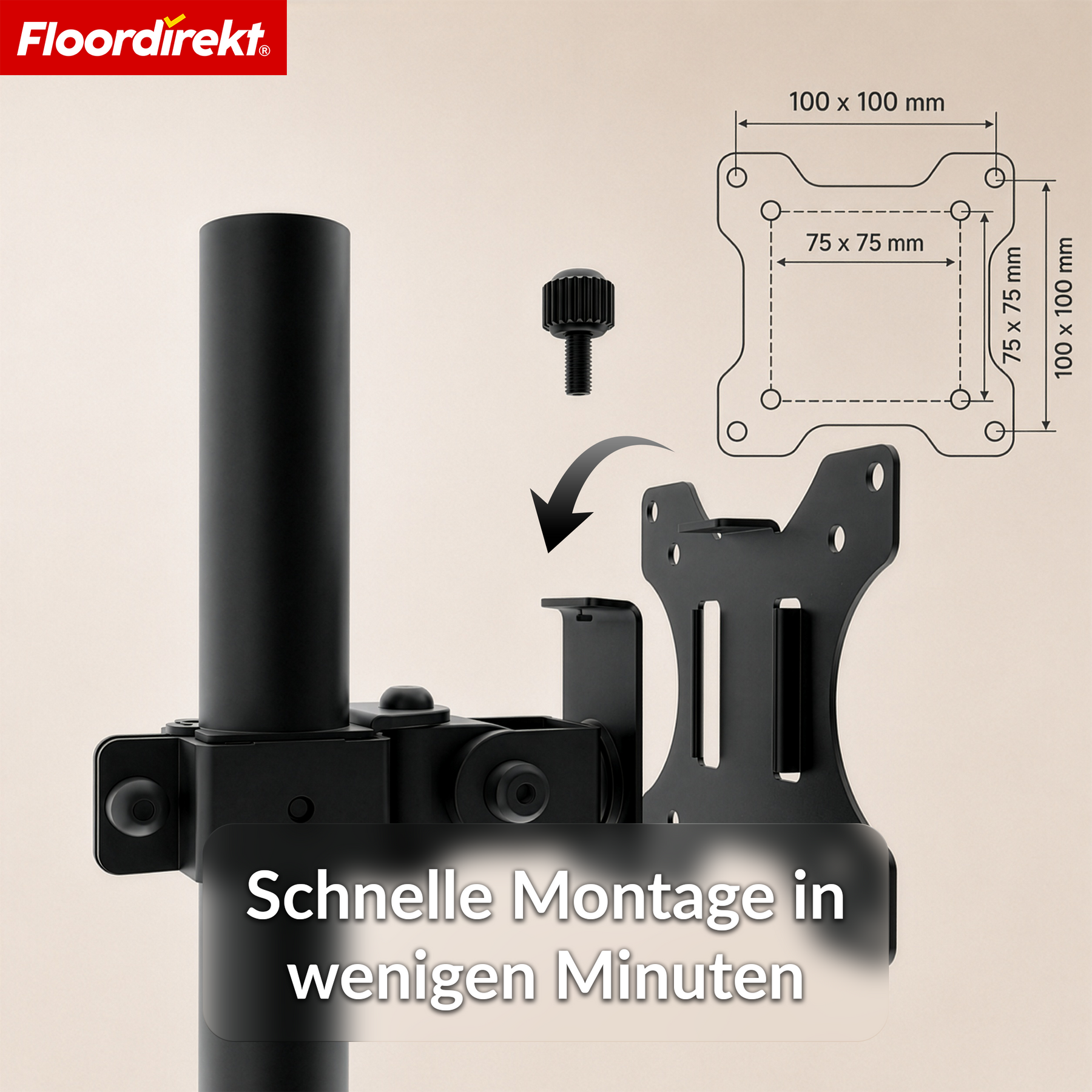 T8_Schwarz - Einarm für 1 Monitor