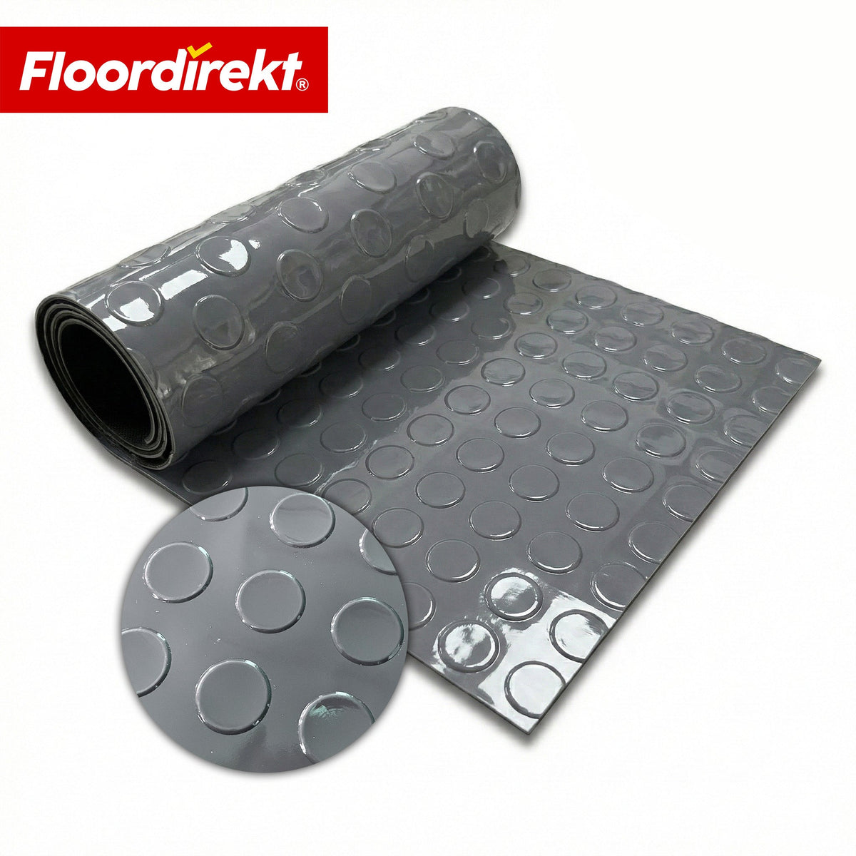 ✂ PVC-Bodenbelag | Coin Mirror | Coin-Optik Flachnoppen | Rutschfest & Pflegeleicht | Meterware / Zuschnitt nach Maß | 110 cm Breite