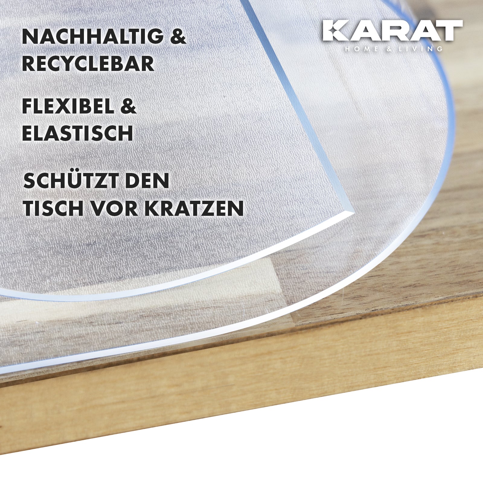 Transparent mattierte Tischfolie mit abgeschrägter Kante | Crystal | Matte Schutzfolie für Tische