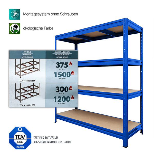 Weitspannregal | Blau | Standsicher | Traglast bis 1600 kg — Floordirekt DE